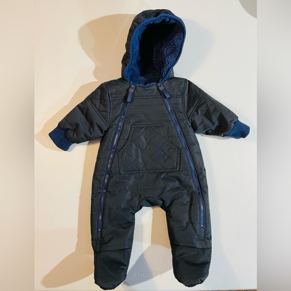 Urban Republic Baby Boy 6 Months Navy Quilted Bunting Snowsuit GUC